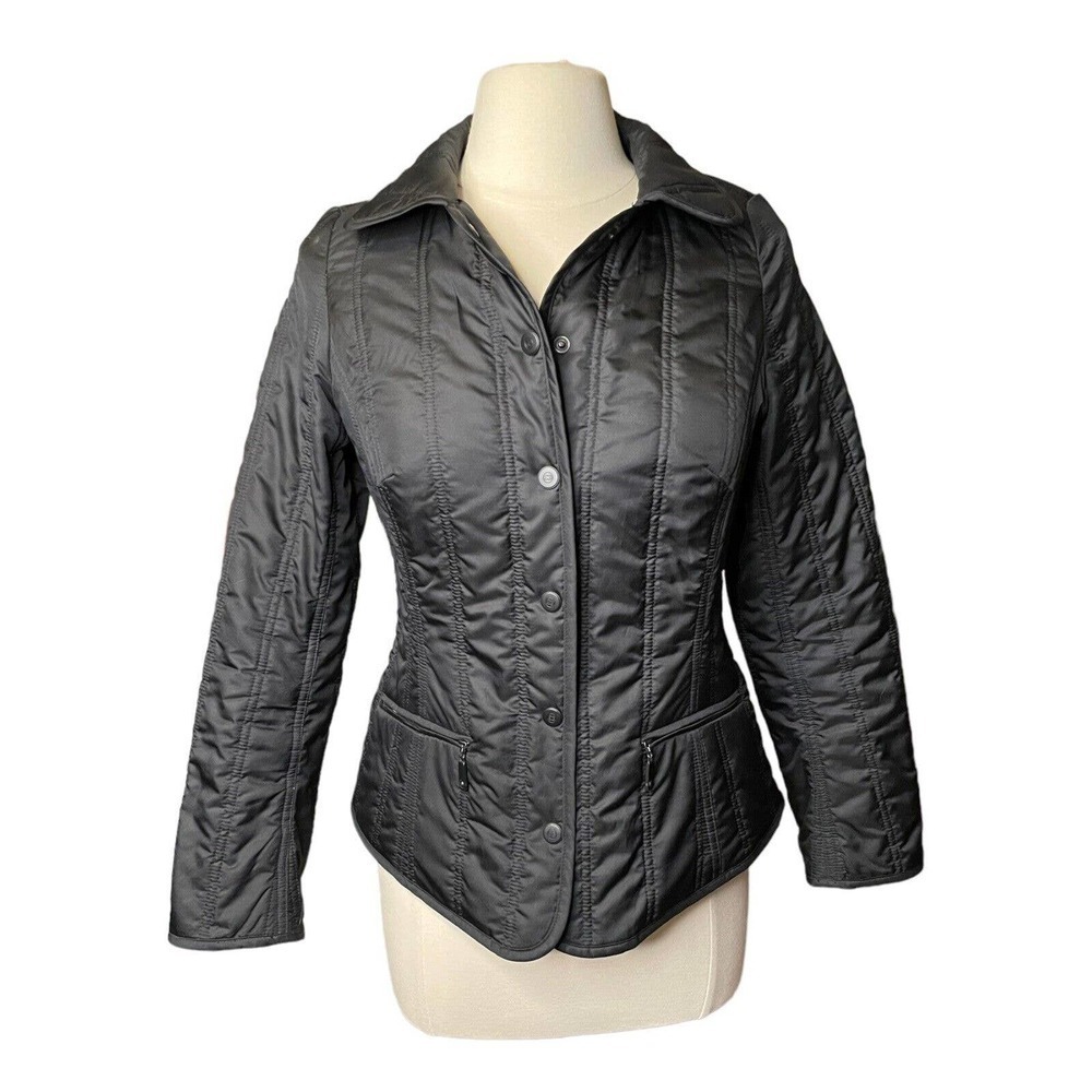 Escada Lightweight Jacket Snap Front Black With Zipper Pockets Women’s Small